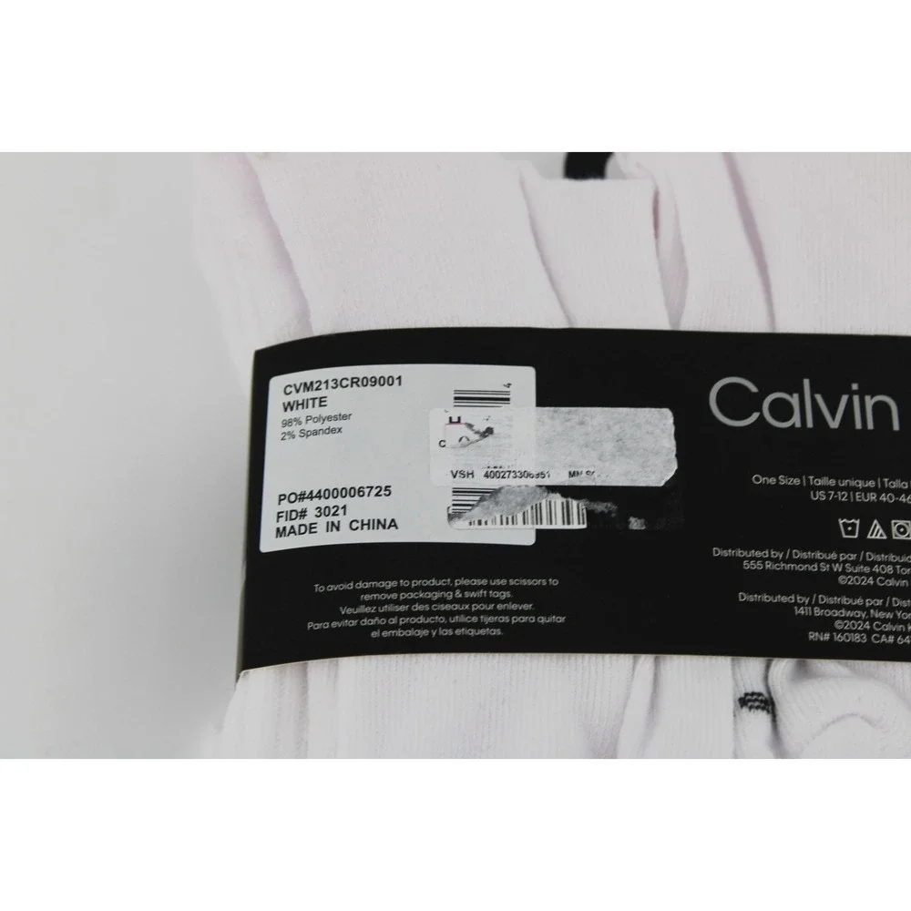 Calvin Klein‎ Men's Size 7-12 Cushion Crew Socks 5 Pairs White Black Logo New